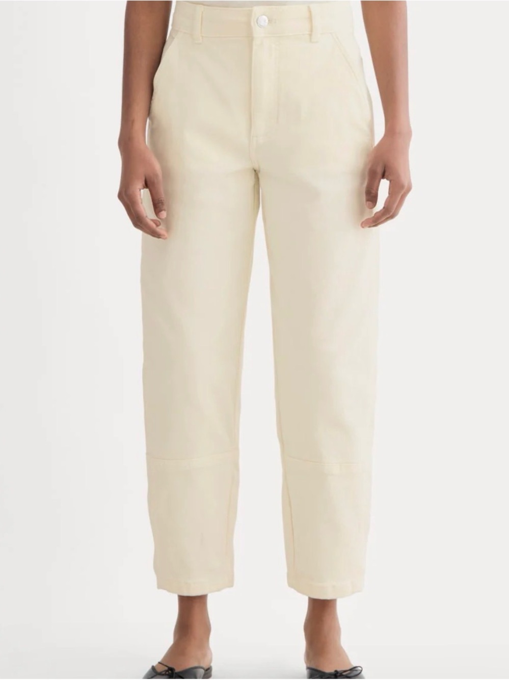 Everlane white utility barrel jeans. Loved with tiny stain(photo)